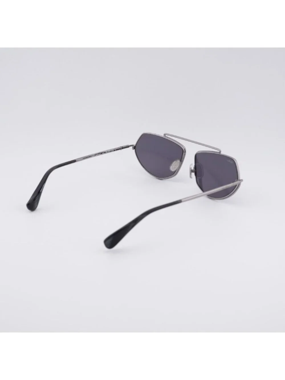 Max Mara MM0165 14A Joey Sunglasses Shiny Light Ruthenium Geometric Frame
